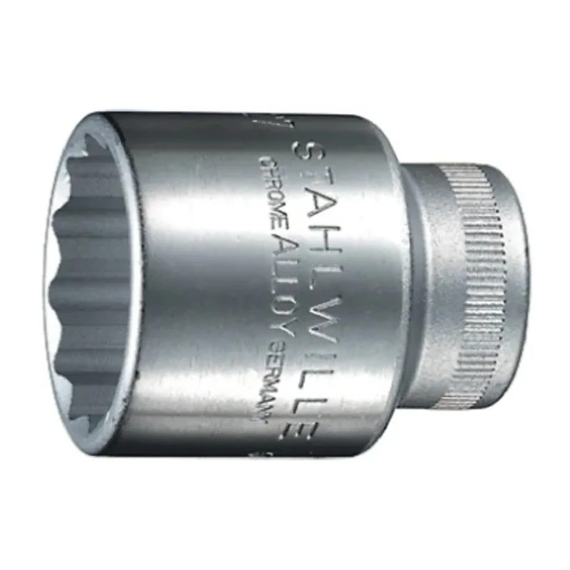 STAHLWILLE 1/2 in Drive 18 mm 12 Point Square Socket, Chrome Finish, 38mm Overall Length 03010018
