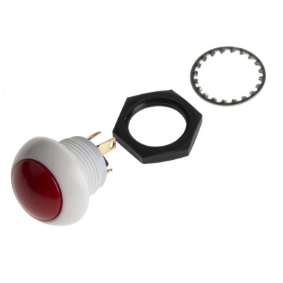 Otto P9 Series Push Button Switch Momentary Panel DPDT Red LED IP64 12 mm Cutout 28 V dc 115 V ac P9-113191