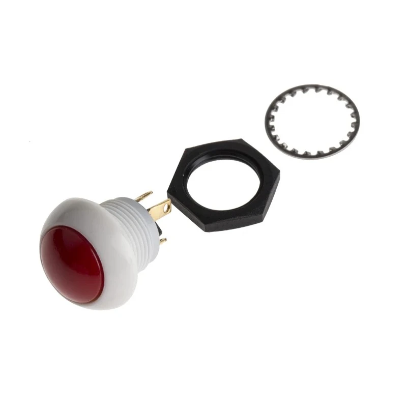 Otto P9 Series Push Button Switch Momentary Panel DPDT Red LED IP64 12 mm Cutout 28 V dc 115 V ac P9-113191
