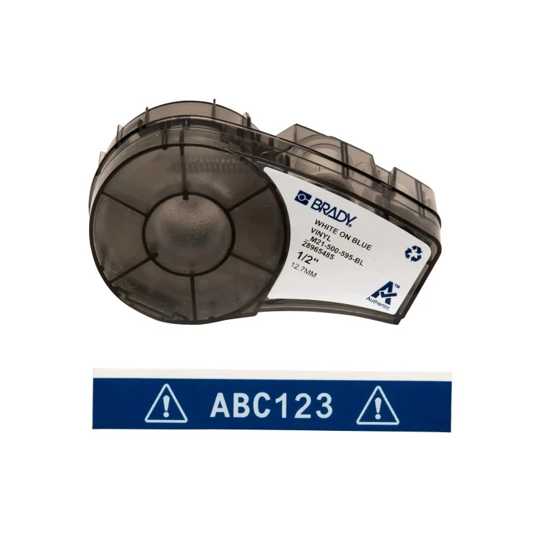 Brady White on Blue White Label Printer Tape, 6.4 m Length, 12.7 mm Width, 12.7 mm Label Length, M21-500-595-BL
