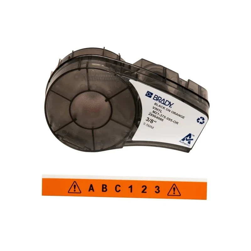 Brady Black on Orange Black Label Printer Tape 9.53 mm Width, 6.4 m Length M21-375-595-OR