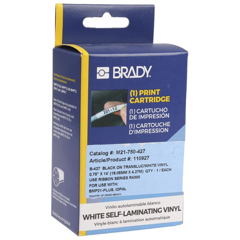 Brady Black on White Transparent Label Printer Tape 19.05 mm Width, 4.27 m Length M21-750-427