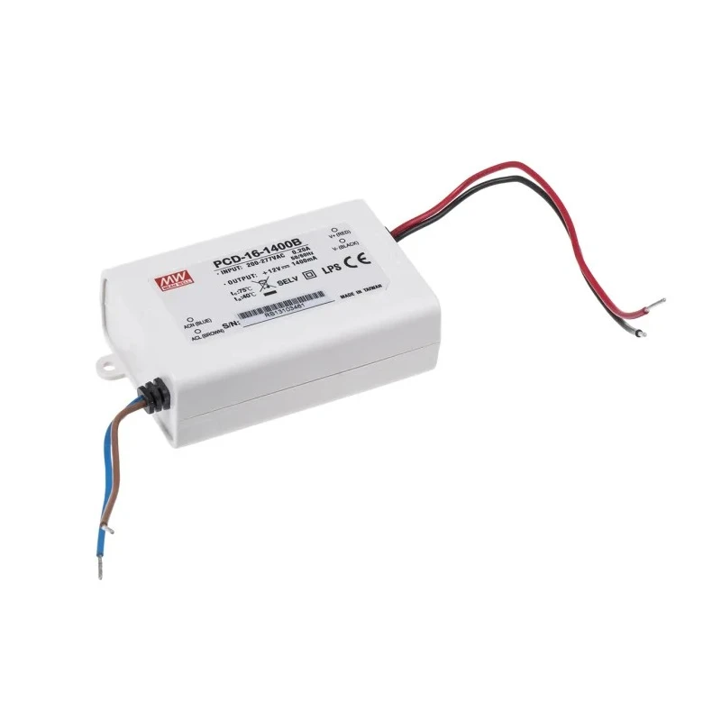 MEAN WELL  IP42 5 Output LED Driver, 12V/8V Output, 16.8W, 1.4A Constant Current LED Driver