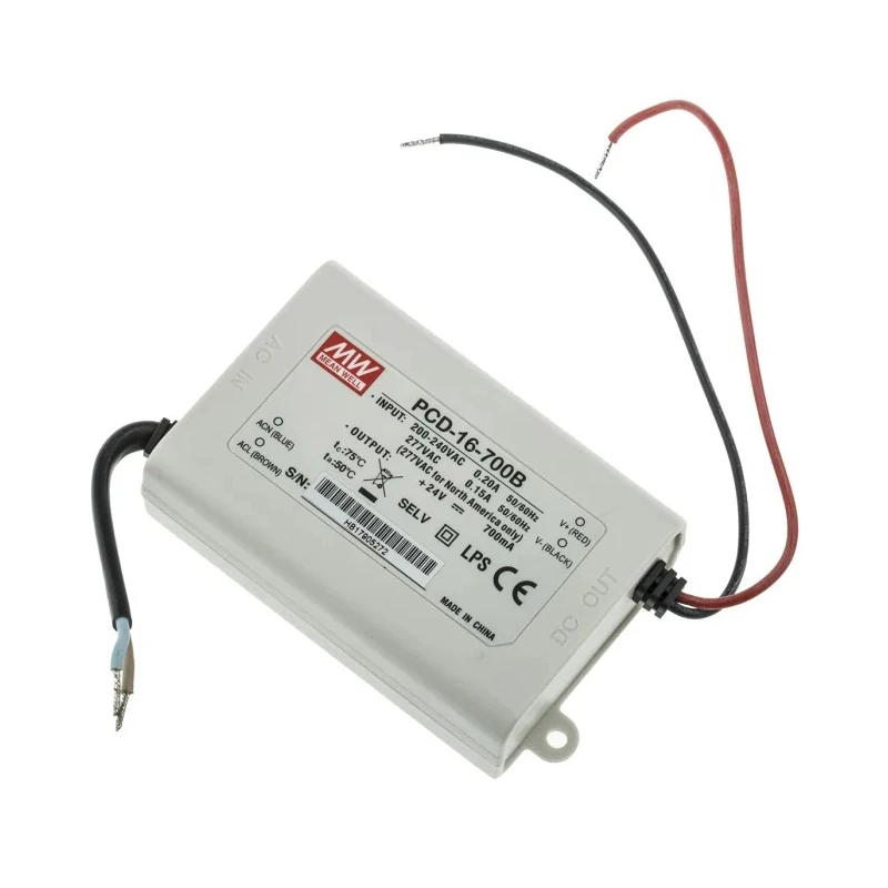 MEAN WELL  IP42 5 Output Enclosed Constant Current LED Driver 16V, 24V, 16.8W, 700mA