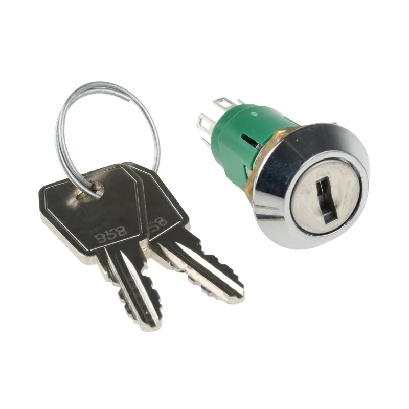 Lorlin Key Switch Double Pole Double Throw DPDT Momentary Operation 1A 24V DC Tapered Bezel Random-Key IRL-5-M-D-2-RS