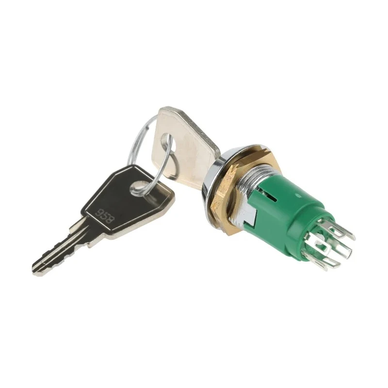 Lorlin Key Switch Double Pole Double Throw DPDT Momentary Operation 1A 24V DC Tapered Bezel Random-Key IRL-5-M-D-2-RS