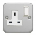 Contactum 13A White 1 Gang Plug Socket Metal Clad Indoor Type G British CLA3346