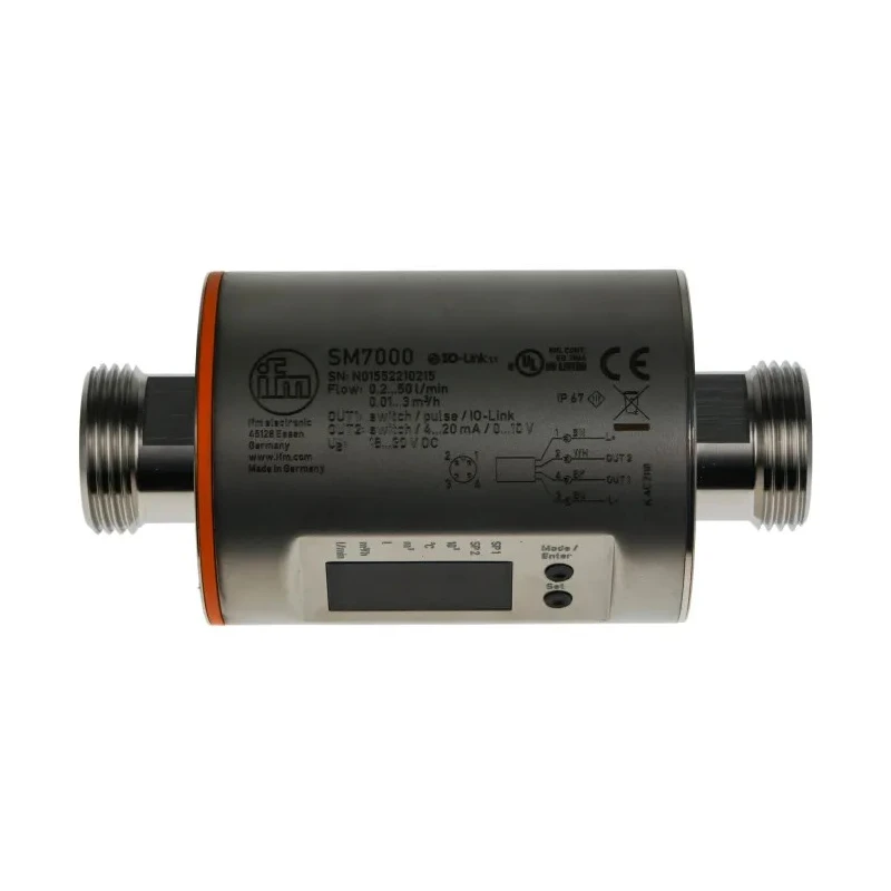 ifm electronic Magnetic-Inductive Volumetric Flow Meter 0.2L/min to 50L/min, 3/4 in G, Stainless Steel, Polybutylene SM7000