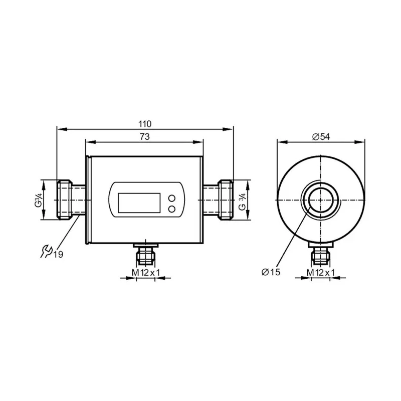 ifm electronic Magnetic-Inductive Volumetric Flow Meter 0.2L/min to 50L/min, 3/4 in G, Stainless Steel, Polybutylene SM7000