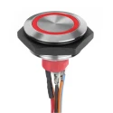 APEM Illuminated Vandal Proof Push Button Switch Momentary Panel Mount 30.2 mm Cutout SPST Red LED IP67 30 V AV56022000074BK