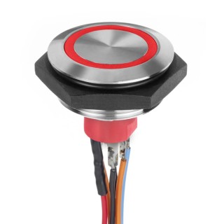 APEM Illuminated Vandal Proof Push Button Switch Momentary Panel Mount SPST Red LED IP67 30 V AV56122000074BK