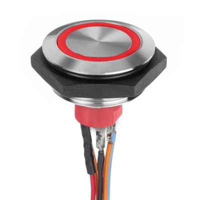 APEM Illuminated Vandal Proof Push Button Switch Momentary Panel Mount SPST Red LED IP67 30 V AV56122000074BK
