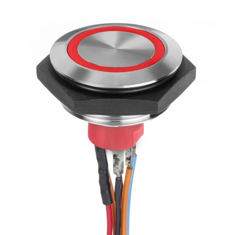 APEM Illuminated Vandal Proof Push Button Switch Momentary Panel Mount SPST Red LED IP67 30 V AV56122000074BK