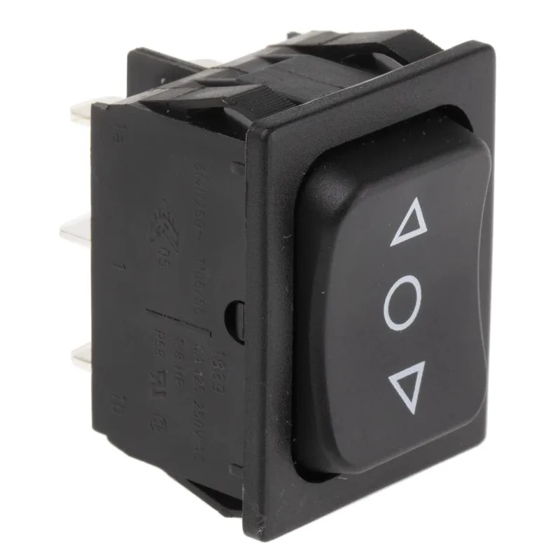 Marquardt DPDT Panel Mount Rocker Switch On-Off-On (On)-Off-(On) Black Polyamide Housing 6A 250V AC 28V DC 1839.1407