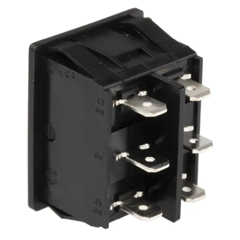 Marquardt DPDT Panel Mount Rocker Switch On-Off-On (On)-Off-(On) Black Polyamide Housing 6A 250V AC 28V DC 1839.1407
