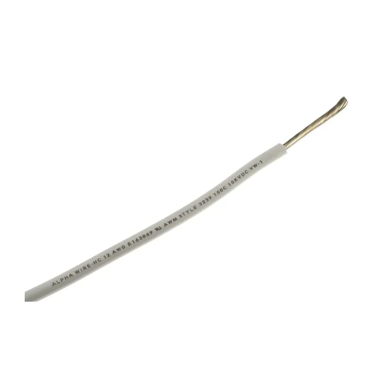 Alpha Wire Hookup Wire Silicone Series White 3.3 mm² 12 AWG 65/0.25 mm Core Strands 30 m 15000V DC 150°C 391245 WH005