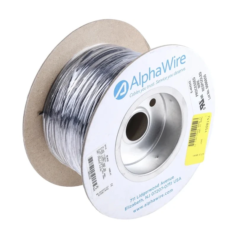 Alpha Wire Ecogen Ecowire Series Black 0.33 mm² Hook Up Wire, 22 AWG, 7/0.25 mm Core Strands, 305 m Length, MPPE 6713 BK001