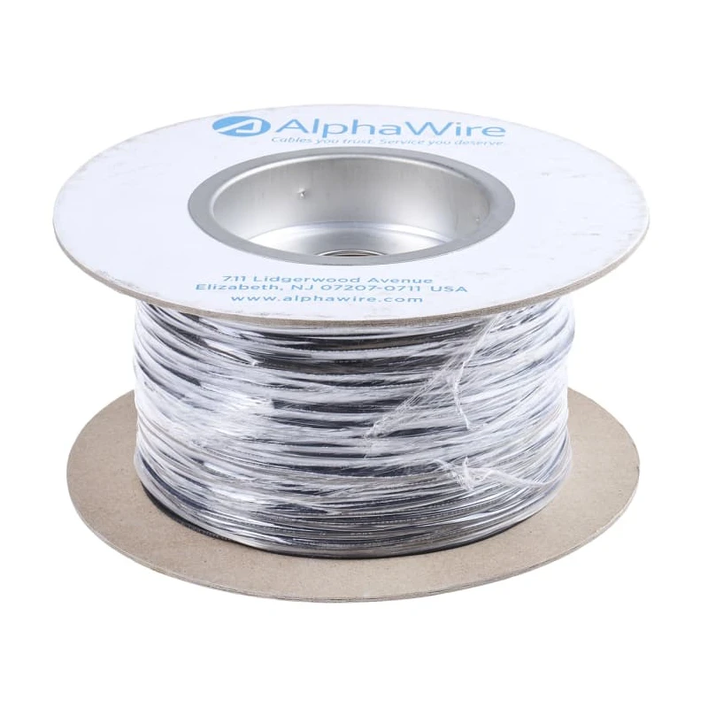 Alpha Wire Ecogen Ecowire Series Black 0.33 mm² Hook Up Wire, 22 AWG, 7/0.25 mm Core Strands, 305 m Length, MPPE 6713 BK001