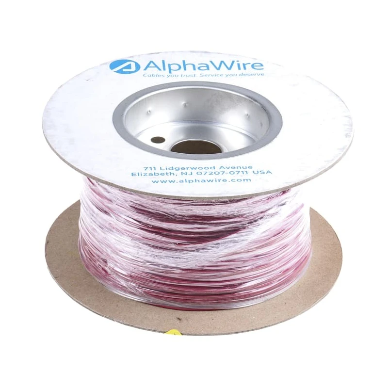 Alpha Wire Ecogen Ecowire Series Red 0.33 mm² Hook Up Wire, 22 AWG, 7/0.25 mm Strands, 305 m Length, Modified 6713 RD001