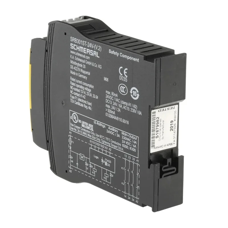 Schmersal 24V AC/DC Safety Relay with 3 Safety Contacts and 1 Auxiliary Contact SRB301ST-24V-(V.2)