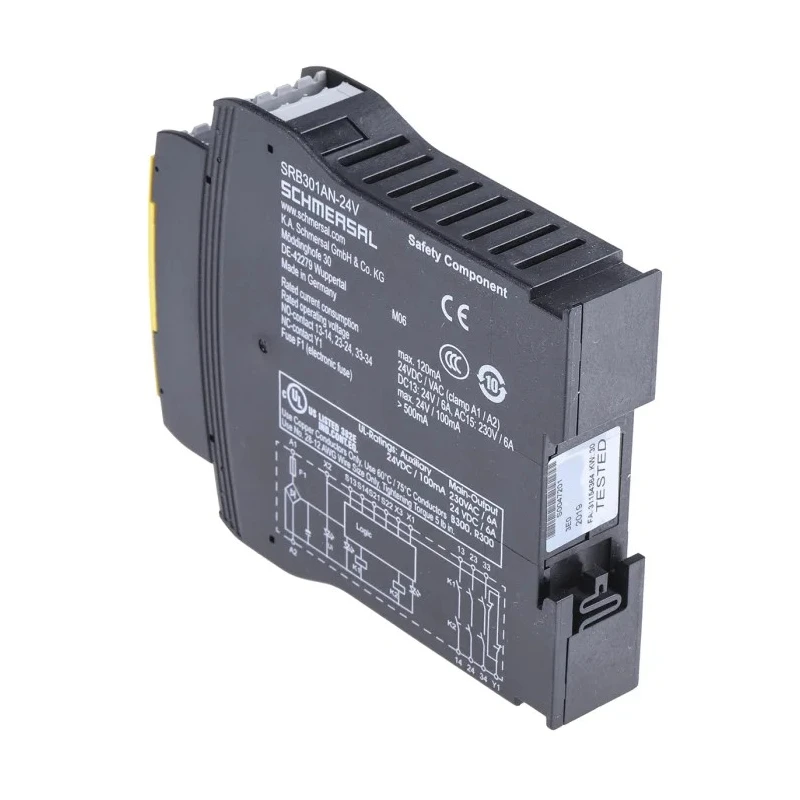 Schmersal 24V ac/dc Safety Relay with 4 Safety Contacts and 1 Auxiliary Contact SRB301AN 24VAC/DC