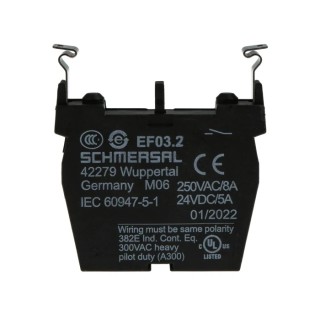 Schmersal Contact Block for NDR Emergency Stop, 40V, 1 Normally Open Screw Terminal EF03.2