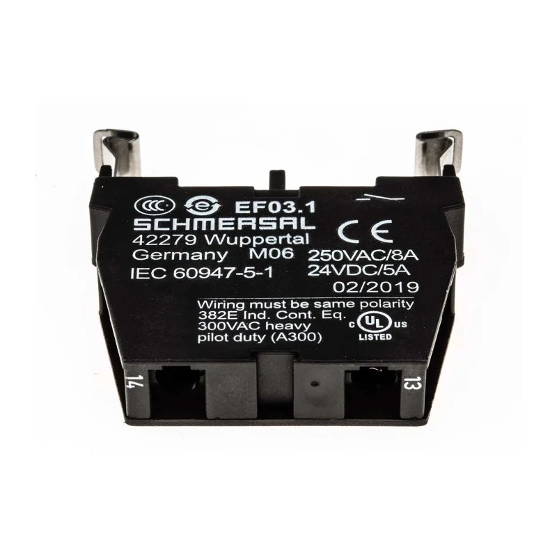 Schmersal Contact Block EF03.1 Series, 40V, 1 NO, Screw Terminal, 10A, Compact 46x1x60mm Germany EF03.1