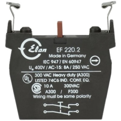 Schmersal Contact Block, 2 NC Contact Configuration, 40V, 10A, Screw Terminal, Compact 46mm Length EF220.2