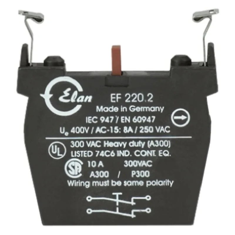 Schmersal Contact Block, 2 NC Contact Configuration, 40V, 10A, Screw Terminal, Compact 46mm Length EF220.2