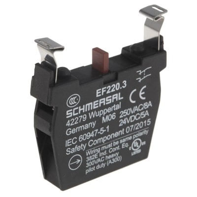 Schmersal Contact Block, EF220.3 Series, 40V, 2 NC, Screw Terminal, 10A Current Rating EF220.3
