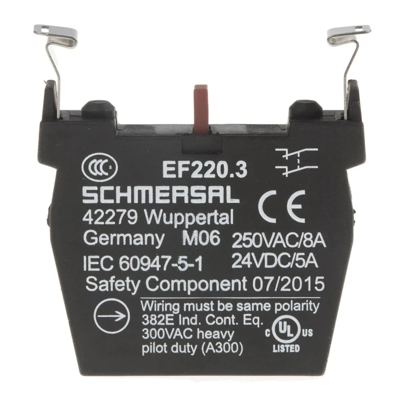 Schmersal Contact Block, EF220.3 Series, 40V, 2 NC, Screw Terminal, 10A Current Rating EF220.3
