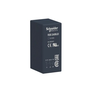 Schneider Electric PCB Power Relay 12V DC Coil, 8A Switching Current, DPDT RSB2A080JD