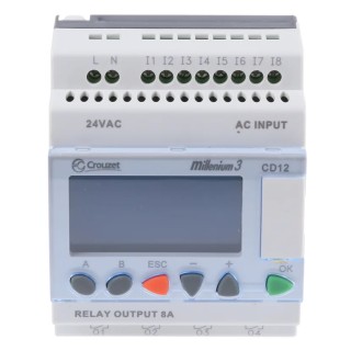 Crouzet Millenium 3 Series Logic Module 8-Input Digital Input 4 Outputs Relay Output 24V AC 8A 368bit 88974044