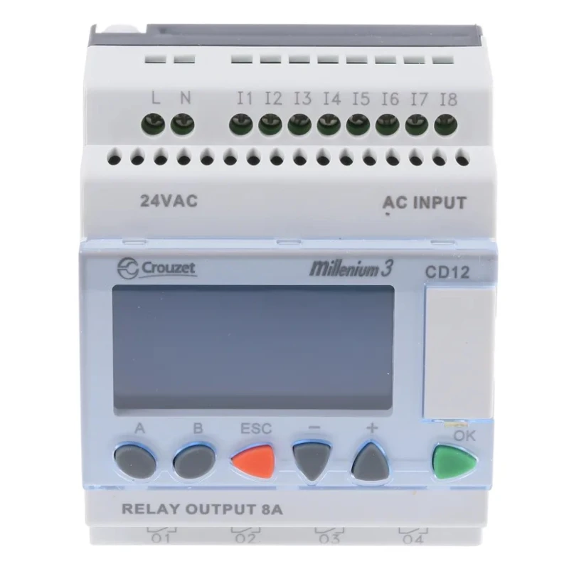 Crouzet Millenium 3 Series Logic Module 8-Input Digital Input 4 Outputs Relay Output 24V AC 8A 368bit 88974044