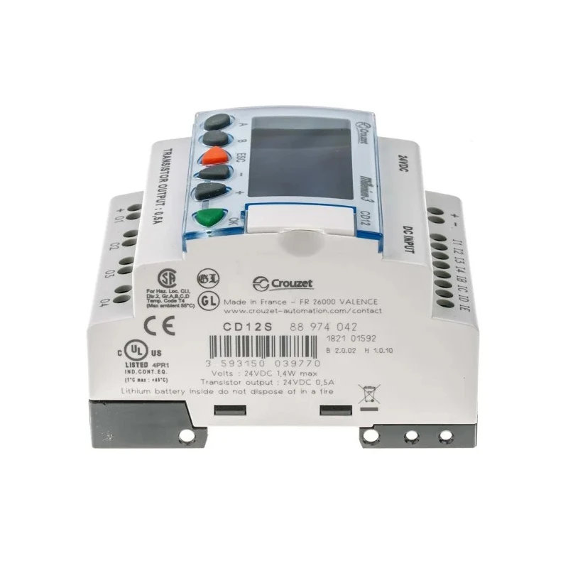 Crouzet Millenium 3 Series Logic Module 8-Input Digital Input 4 Transistor Outputs 24V DC 500mA Current 88974042