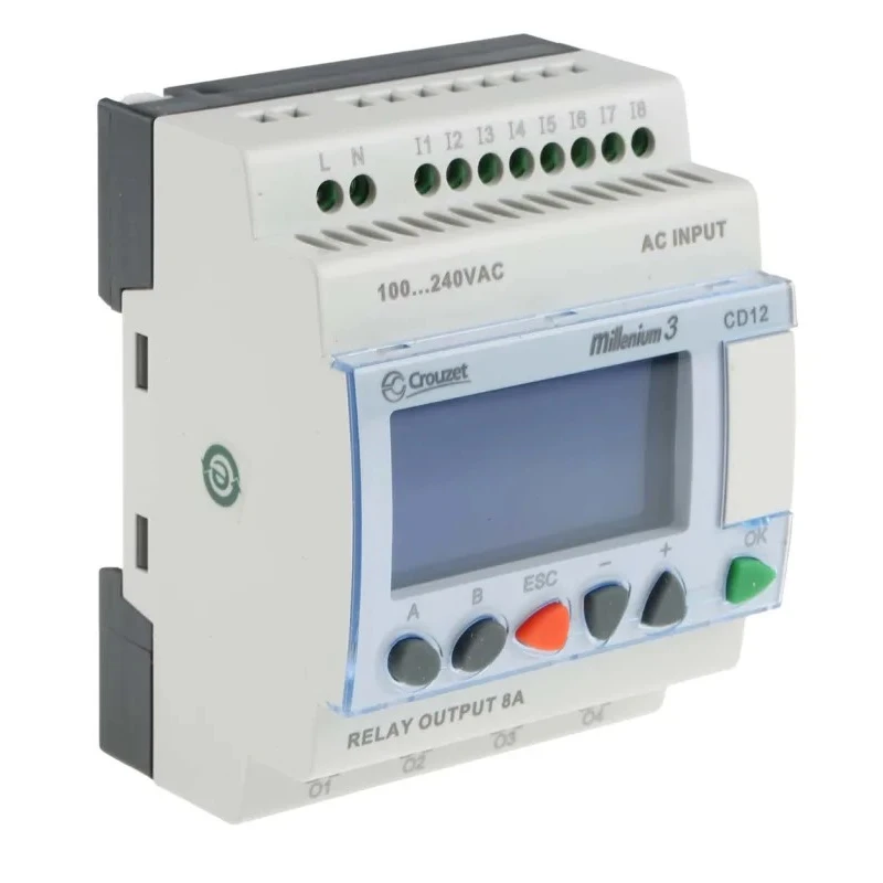 Crouzet Millenium 3 Series Logic Module 8-Input Digital Input 4 Relay Outputs 230V AC 8A Output Current 88974043
