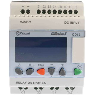 Crouzet Millenium 3 Series Logic Module, 8-Input Analogue and Digital Inputs, 4 Relay Outputs, 24V DC, DIN Rail 88974080