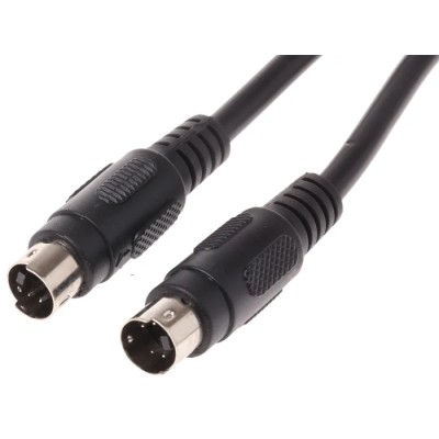 RS PRO Male Mini DIN to Male Mini DIN Black DIN Cable 1 m 742-4273