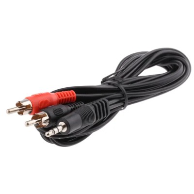 RS PRO Male 3.5 mm Jack to Male Phono Auxiliary Cable Black 2 m 742-4548