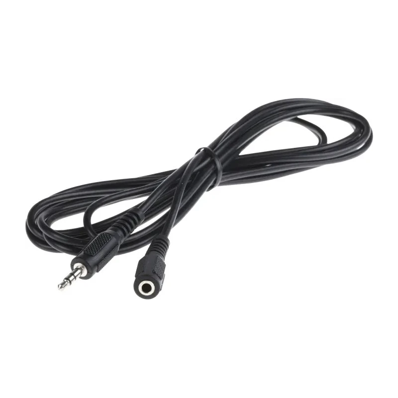 RS PRO Male 3.5 mm Stereo Jack to Female 3.5 mm Stereo Jack Auxiliary Cable, Black, 3 m 742-4551