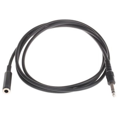 RS PRO Male 6.35 mm Stereo Jack to Female 6.35 mm Jack Auxiliary Cable, Black, 2 m 742-4563