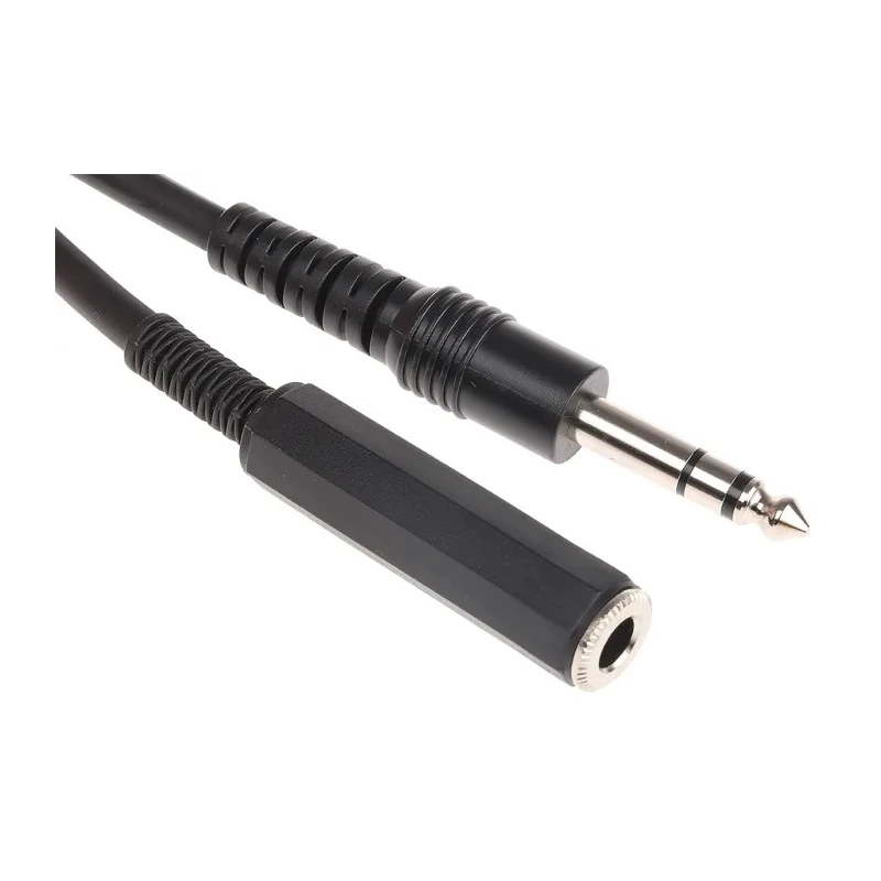 RS PRO Male 6.35 mm Stereo Jack to Female 6.35 mm Jack Auxiliary Cable, Black, 2 m 742-4563