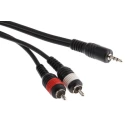 RS PRO Male 3.5 mm Stereo Jack to Male RCA x 2 Auxiliary Cable, Black, 5 m 742-4545