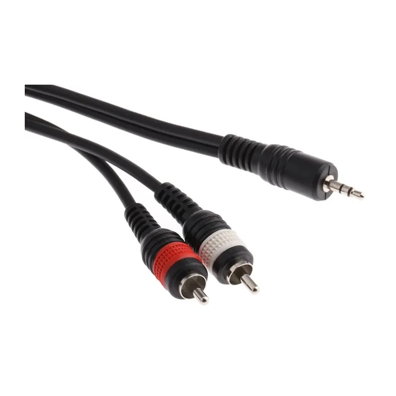 RS PRO Male 3.5 mm Stereo Jack to Male RCA x 2 Auxiliary Cable, Black, 5 m 742-4545
