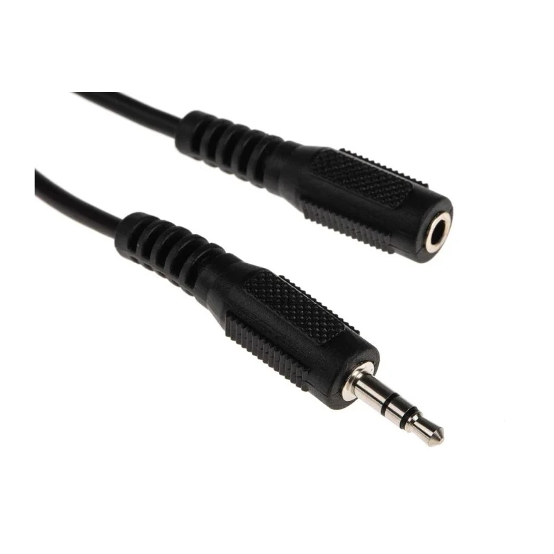 RS PRO Male 3.5 mm Stereo Jack to Female 3.5 mm Stereo Jack Auxiliary Cable Black 5 m 742-4560
