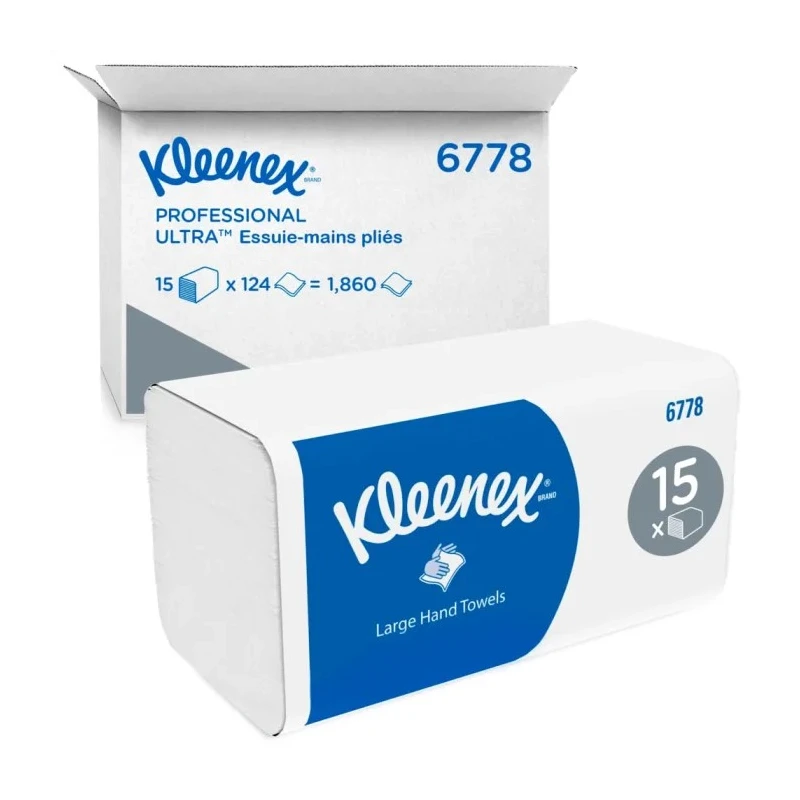 KLEENEX Interfolded Hand Towels 2 Ply 215 x 318 mm 124 Sheets 6778