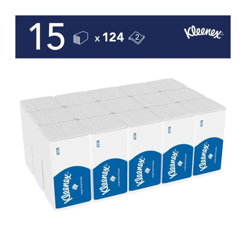 KLEENEX Interfolded Hand Towels 2 Ply 215 x 318 mm 124 Sheets 6778