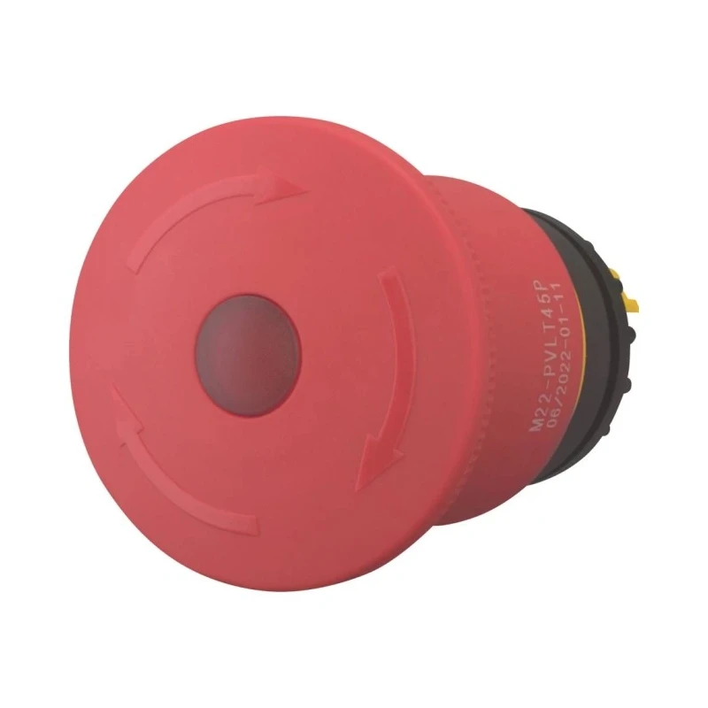 Eaton RMQ-Titan Series Turn to Release Illuminated Emergency Stop Push Button, Front and Base Fixing 121460 M22-PVLT45P