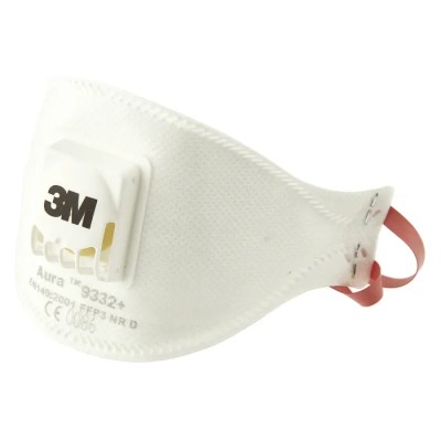 3M Aura™ 9300+ Series FFP3 Disposable Respirator Valved Flat Fold 10 Per Pack United Kingdom FFP3