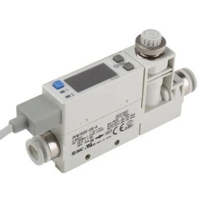 SMC PFM Series Integrated Display Flow Switch for Air 1L/min Min, 50L/min Max, Polybutylene Terephthalate PFM750S-C8-A-W